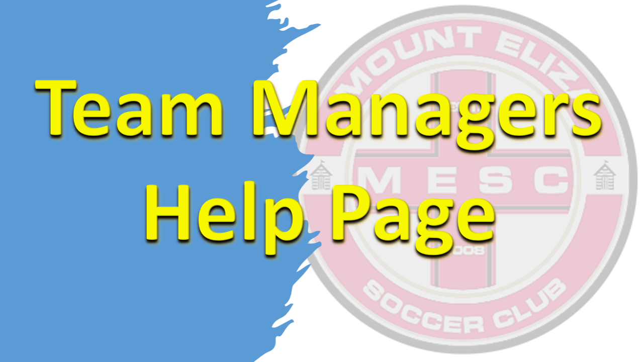 Team Managers Help Page