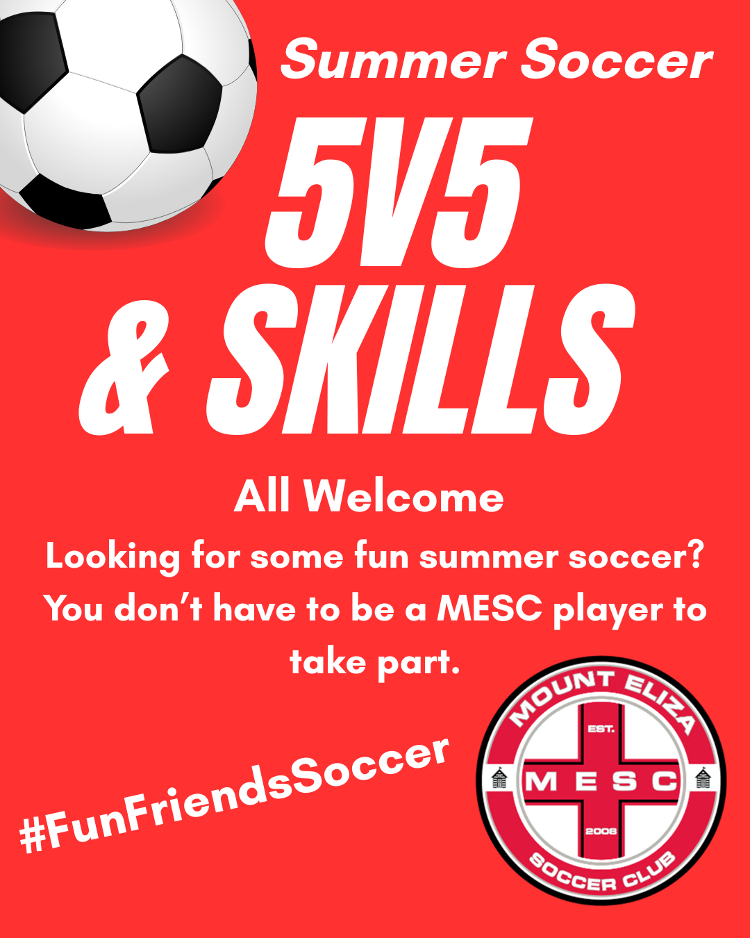 Mount Eliza Soccer Club based on the Mornington Peninsula summer 5v5 Football Program 